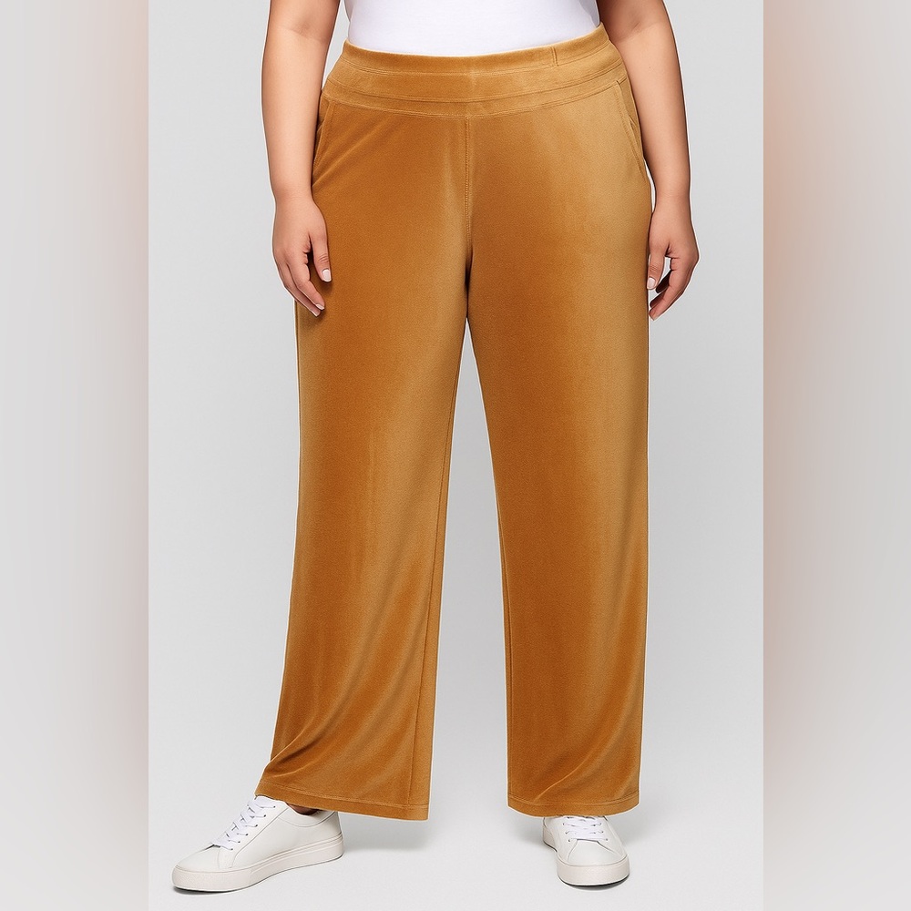 🆕 Calvin Klein Velour Wide Leg Lounge Pants Camel Soft Stretch Size 2XL, 3XL